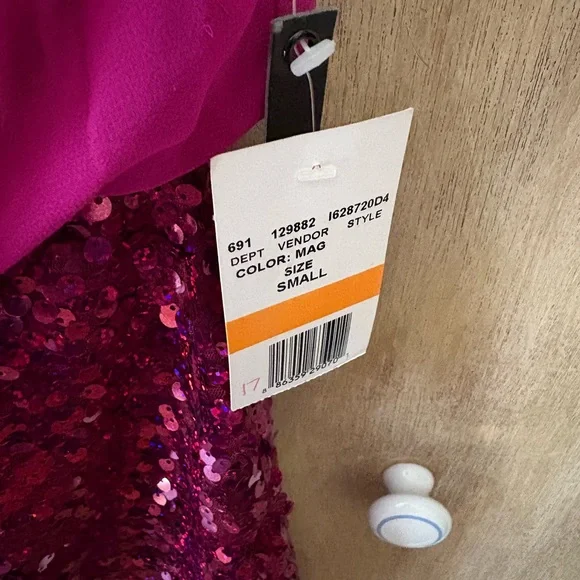 As You Wish Magenta one-Shoulder Sequin Party Mini Dress size Small NWT - Picture 5 of 6